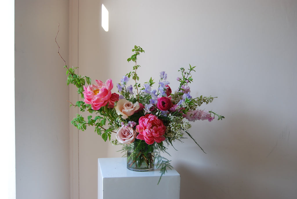 Glass vase arrangement  | Pop of colour