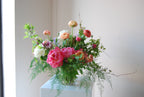 Glass vase arrangement  | Pop of colour